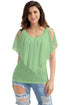 Army Green Cold Shoulder Flutter Top